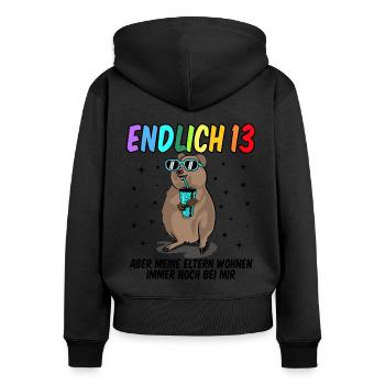 13 Geburtstag Fun Geschenk lustig 13. Ehrentag - Frauen Premium Bio Zip Hoodie - Schwarz - Hinten - Julia (174cm)