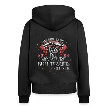 Miniature Bull Terrier Glitzer Miniature bullterri - Frauen Premium Bio Zip Hoodie - Schwarz - Hinten - Julia (174cm)