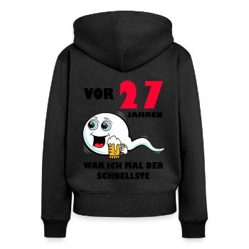 27. Geburtstag lustig 27.Ehrentag 27. Jubiläum - Frauen Premium Bio Zip Hoodie - Schwarz - Hinten - Julia (174cm)