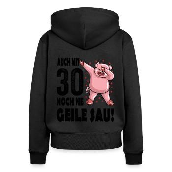 Club der alten Säcke 30 Geburtstag lustiger Spruch - Frauen Premium Bio Zip Hoodie - Schwarz - Hinten - Julia (174cm)