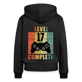 17 Geburtstag 17 Jahre Geschenk lustig 17 Jubiläum - Frauen Premium Bio Zip Hoodie - Schwarz - Hinten - Julia (174cm)