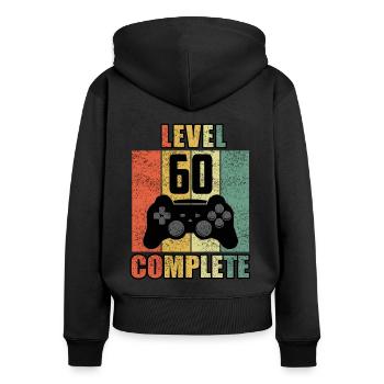 60 Geburtstag 60 Jahre Geschenk lustig 60 Jubiläum - Frauen Premium Bio Zip Hoodie - Schwarz - Hinten - Julia (174cm)