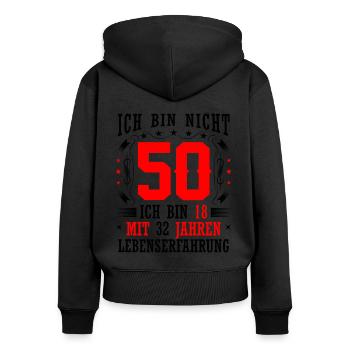 50 Geburtstag Geschenk lustig 50. Jubiläum Humor - Frauen Premium Bio Zip Hoodie - Schwarz - Hinten - Julia (174cm)