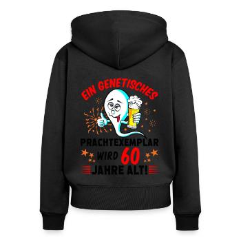 Vor 60 Jahren war ich mal der Schnellste 60 Jahre - Frauen Premium Bio Zip Hoodie - Schwarz - Hinten - Julia (174cm)