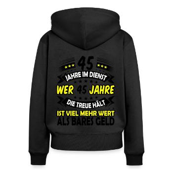 45. Dienstjubiläum 45. Firmenjubiläum Geschenk - Frauen Premium Bio Zip Hoodie - Schwarz - Hinten - Julia (174cm)