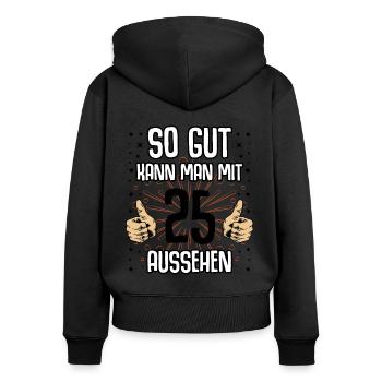 Baujahr 1996 lustig 25 Geburtstag Geschenkidee - Frauen Premium Bio Zip Hoodie - Schwarz - Hinten - Julia (174cm)