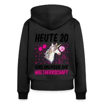 20 Geburtstag Mädchen Geschenk lustig 20. Ehrentag - Frauen Premium Bio Zip Hoodie - Schwarz - Hinten - Julia (174cm)