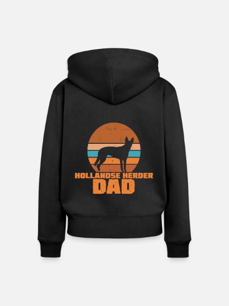 Hollandse Herder Dad - Frauen Premium Bio Zip Hoodie - Schwarz