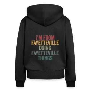 Fayetteville things city - Frauen Premium Bio Zip Hoodie - Schwarz - Hinten - Julia (174cm)