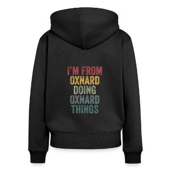 Oxnard things city - Frauen Premium Bio Zip Hoodie - Schwarz - Hinten - Julia (174cm)