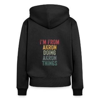 Akron things city - Frauen Premium Bio Zip Hoodie - Schwarz - Hinten - Julia (174cm)