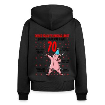 70 Geburtstag Geschenkidee Baujahr 1952 lustig - Frauen Premium Bio Zip Hoodie - Schwarz - Hinten - Julia (174cm)