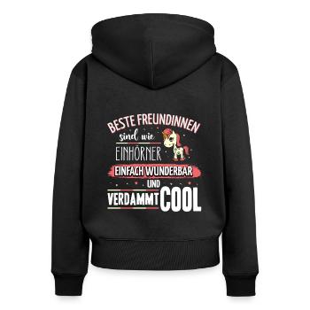 Beste Freundinnen sind wie Einhörner - Frauen Premium Bio Zip Hoodie - Schwarz - Hinten - Julia (174cm)
