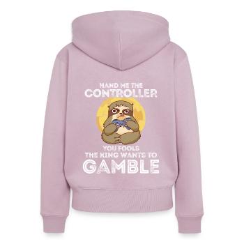 Donnez-moi le contrôleur que vous trompez le roi veut - Sweat à capuche zippé Premium bio Femme - rose poudré - Dos - Julia (174cm)