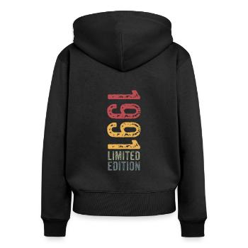 1991 Limited Edition - Frauen Premium Bio Zip Hoodie - Schwarz - Hinten - Julia (174cm)