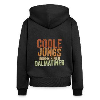 Dalmatiner - Frauen Premium Bio Zip Hoodie - Schwarz - Hinten - Julia (174cm)