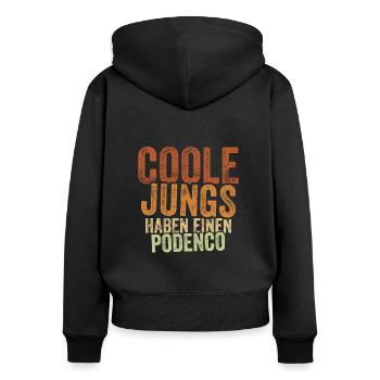 Podenco - Frauen Premium Bio Zip Hoodie - Schwarz - Hinten - Julia (174cm)