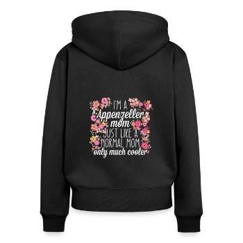 Appenzeller Mom - Frauen Premium Bio Zip Hoodie - Schwarz - Hinten - Julia (174cm)