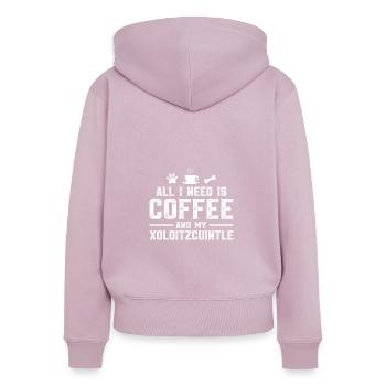 All I need is coffee and my Xoloitzcuintle - Frauen Premium Bio Zip Hoodie - Altrosa - Hinten - Julia (174cm)