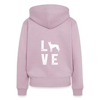 Hollandse Herder Love - Frauen Premium Bio Zip Hoodie - Altrosa - Hinten - Julia (174cm)