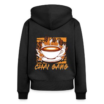 Gang Chai - Sweat à capuche zippé Premium bio Femme - noir - Dos - Julia (174cm)