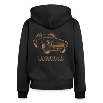 Wartburg 311 Oststück - Frauen Premium Bio Zip Hoodie - Schwarz - Hinten - Julia (174cm)