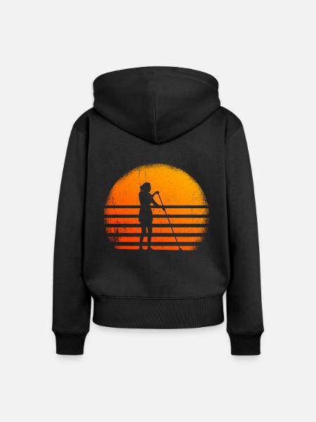 Paddleboarding Sonnenuntergang Paddleboarder - Frauen Premium Bio Zip Hoodie - Schwarz