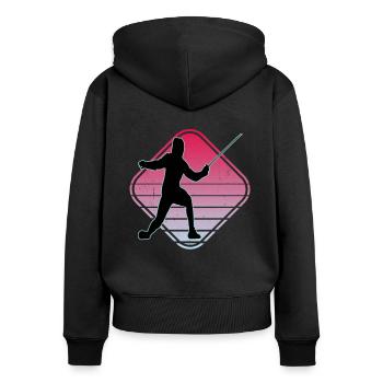 Escrime Escrime Escrime sportive - Sweat à capuche zippé Premium bio Femme - noir - Dos - Julia (174cm)