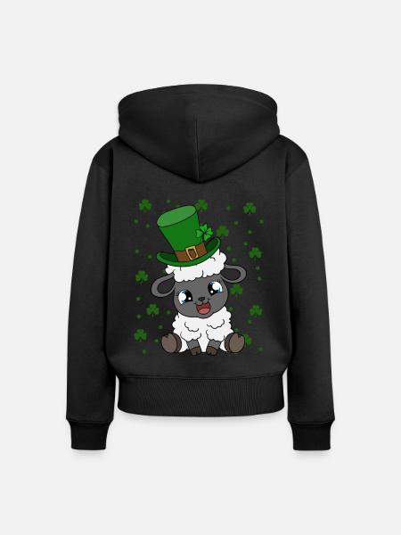Sheep Shamrocks Saint Patrick's Day - Frauen Premium Bio Zip Hoodie - Schwarz