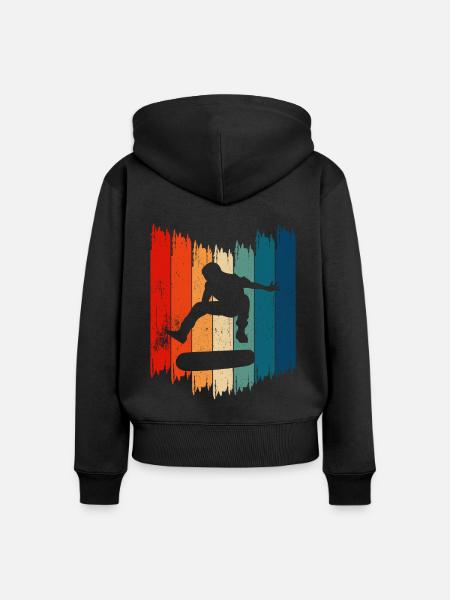 Retro Skateboard Skateboarding - Frauen Premium Bio Zip Hoodie - Schwarz