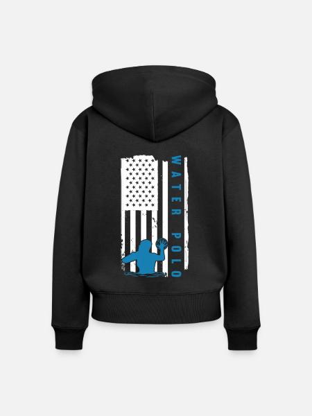 US Flag Water Polo - Frauen Premium Bio Zip Hoodie - Schwarz