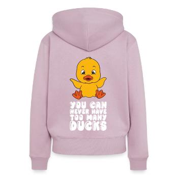 Drôle de canard Canards mignons - Sweat à capuche zippé Premium bio Femme - rose poudré - Dos - Julia (174cm)