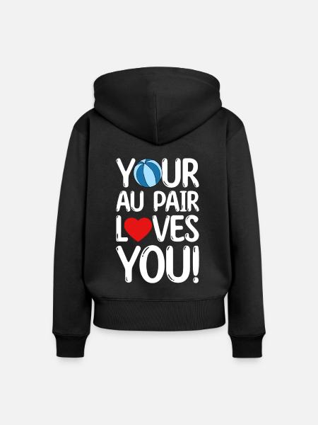 Au Pair Mädchen Kindergarten Nanny - Frauen Premium Bio Zip Hoodie - Schwarz