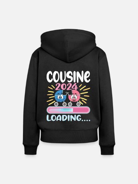 Cousine werden Cousine 2024 - Frauen Premium Bio Zip Hoodie - Schwarz