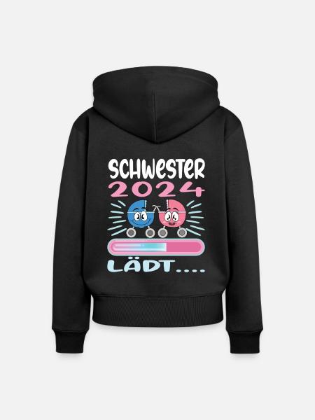Schwester werden Schwester 2024 - Frauen Premium Bio Zip Hoodie - Schwarz