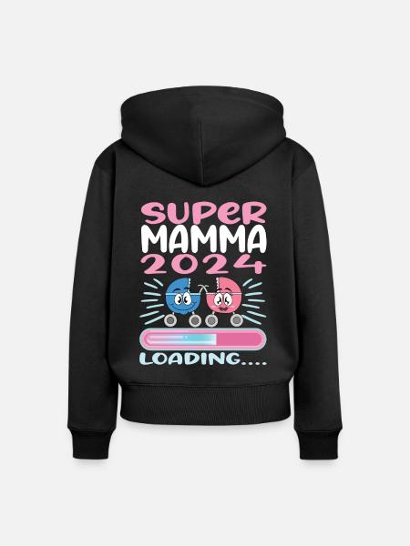 Super Mamma 2024 Loading - Frauen Premium Bio Zip Hoodie - Schwarz