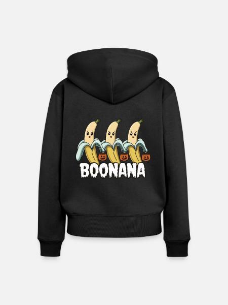 Halloween Boonana Halloween Geist - Frauen Premium Bio Zip Hoodie - Schwarz