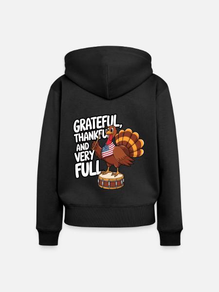 Lustiger Thanksgiving Truthahn - Frauen Premium Bio Zip Hoodie - Schwarz