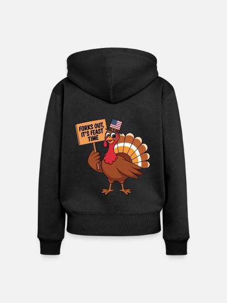 Lustiger Thanksgiving Truthahn - Frauen Premium Bio Zip Hoodie - Schwarz
