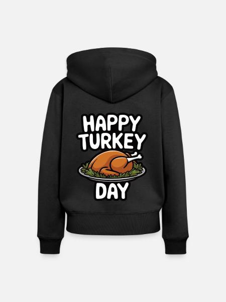 Lustiger Thanksgiving Truthahn - Frauen Premium Bio Zip Hoodie - Schwarz