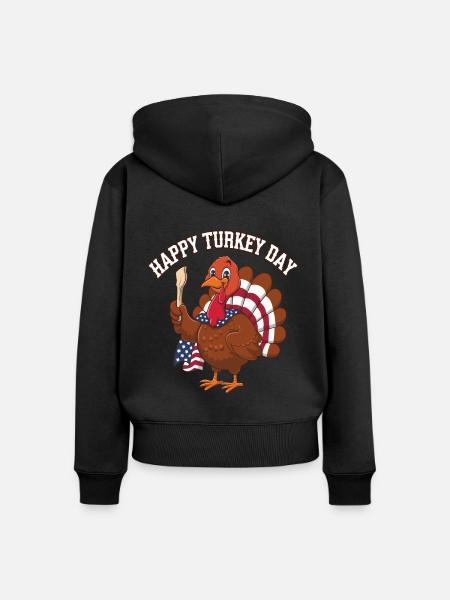 Lustiger Thanksgiving Truthahn - Frauen Premium Bio Zip Hoodie - Schwarz