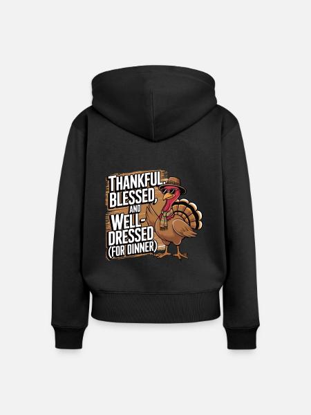 Lustiger Thanksgiving Truthahn - Frauen Premium Bio Zip Hoodie - Schwarz