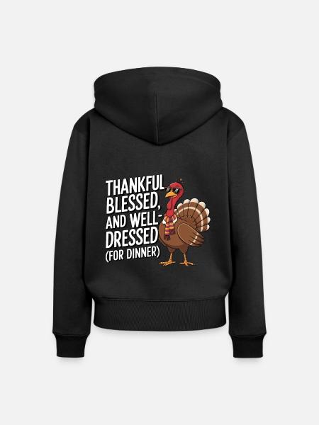 Lustiger Thanksgiving Truthahn - Frauen Premium Bio Zip Hoodie - Schwarz