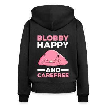 Drôle de poisson Blobfish mignon - Sweat à capuche zippé Premium bio Femme - noir - Dos - Julia (174cm)