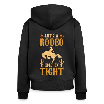 Tenue de rodéo Équitation de taureau - Sweat à capuche zippé Premium bio Femme - noir - Dos - Julia (174cm)