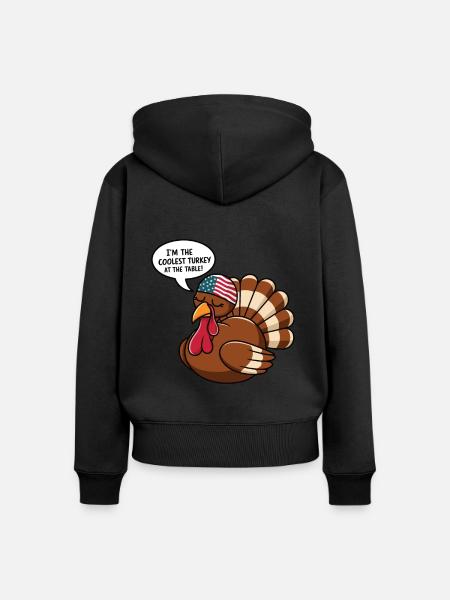 Lustiger Thanksgiving Truthahn - Frauen Premium Bio Zip Hoodie - Schwarz