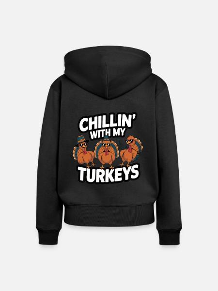 Lustiger Thanksgiving Truthahn - Frauen Premium Bio Zip Hoodie - Schwarz