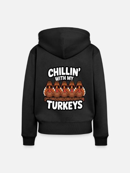 Lustiger Thanksgiving Truthahn - Frauen Premium Bio Zip Hoodie - Schwarz
