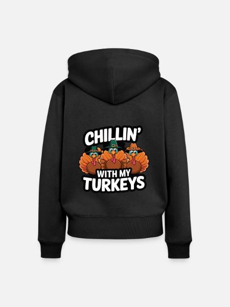 Lustiger Thanksgiving Truthahn - Frauen Premium Bio Zip Hoodie - Schwarz