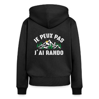 Je Peux Pas J'ai Rando - Sweat à capuche zippé Premium bio Femme - noir - Dos - Julia (174cm)